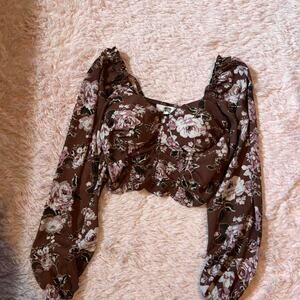 Madden NYC Floral Romantic Cottage Core Twee Coquette Feminine Bustier Crop Top